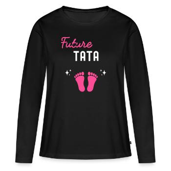 Future tata cadeau naissance grossesse tata - T-shirt manches longues Premium bio Femme - noir - Devant - Julia (174cm)