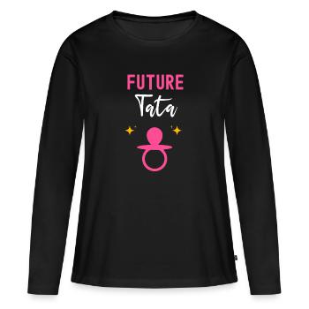 Future tata tante cadeau annonce grossesse tata - T-shirt manches longues Premium bio Femme - noir - Devant - Julia (174cm)