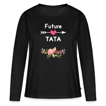 annonce grossesse tata tante Future tata - T-shirt manches longues Premium bio Femme - noir - Devant - Julia (174cm)