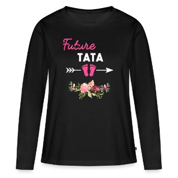 annonce grossesse tata tante pour Future tata - T-shirt manches longues Premium bio Femme - noir - Devant - Julia (174cm)