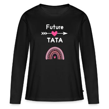 Future tata cadeau annonce grossesse tante - T-shirt manches longues Premium bio Femme - noir - Devant - Julia (174cm)