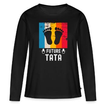 Future tata tante cadeau naissance vintage - T-shirt manches longues Premium bio Femme - noir - Devant - Julia (174cm)