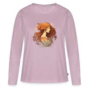 Femme mystique façon art nouveau - T-shirt manches longues Premium bio Femme - rose poudré - Devant - Julia (174cm)