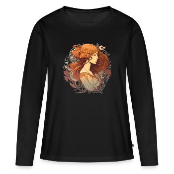 Mystischer Frauen-Jugendstil-Weg - Frauen Premium Bio Langarmshirt - Schwarz - Vorne - Julia (174cm)