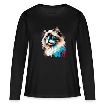 Ragdoll cat watercolor - Women's Premium Organic Long Sleeve Shirt - black - Front - Julia (174cm)