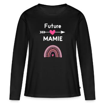 Future mamie cadeau annonce grossesse grand-mère - T-shirt manches longues Premium bio Femme - noir - Devant - Julia (174cm)
