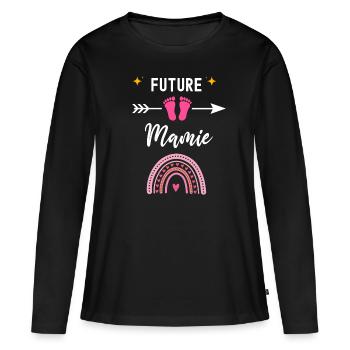 Future mamie cadeau naissance mamie grand-mère - T-shirt manches longues Premium bio Femme - noir - Devant - Julia (174cm)