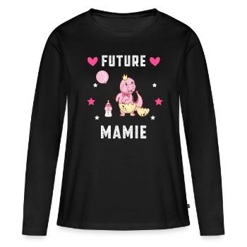 Future mamie dinosaure annonce grossesse mamie - T-shirt manches longues Premium bio Femme - noir - Devant - Julia (174cm)