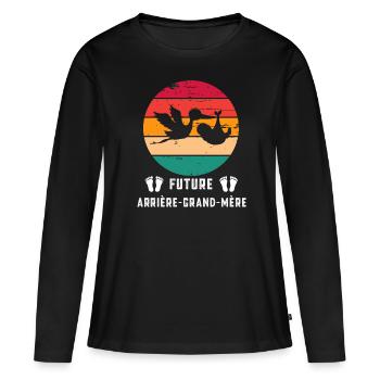 future arrière-grand-mère annonce grossesse retro - T-shirt manches longues Premium bio Femme - noir - Devant - Julia (174cm)