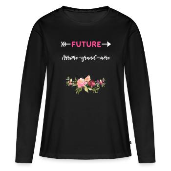 annonce grossesse cadeau future arrière-grand-mère - T-shirt manches longues Premium bio Femme - noir - Devant - Julia (174cm)