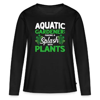 Jardiniers aquatiques Transpiration avec les plantes - T-shirt manches longues Premium bio Femme - noir - Devant - Julia (174cm)