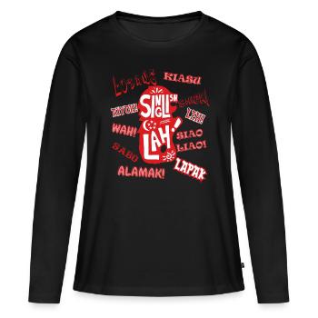 SINGAPUR SLANG, SINGLISH - Frauen Premium Bio Langarmshirt - Schwarz - Vorne - Julia (174cm)