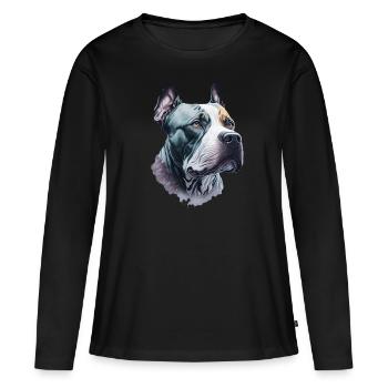 Pitbull Terrier Art amoureux des chiens - T-shirt manches longues Premium bio Femme - noir - Devant - Julia (174cm)