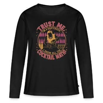 Barman de confiance - T-shirt manches longues Premium bio Femme - noir - Devant - Julia (174cm)
