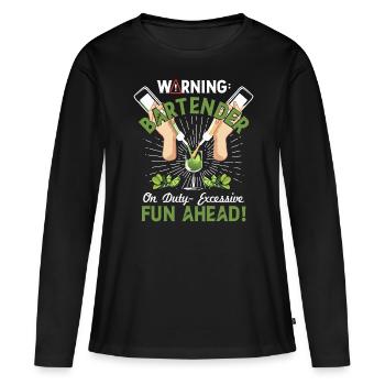 Barman en service - T-shirt manches longues Premium bio Femme - noir - Devant - Julia (174cm)