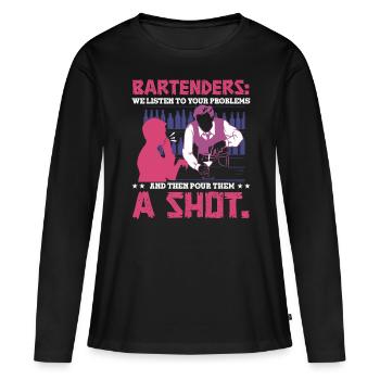 Verser des shots - T-shirt manches longues Premium bio Femme - noir - Devant - Julia (174cm)