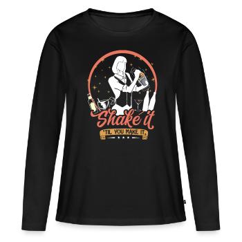 Secouez-le - T-shirt manches longues Premium bio Femme - noir - Devant - Julia (174cm)