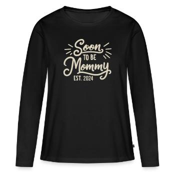 Bald Mama Est 2024 / Beförderung zur Mama 2024 - Frauen Premium Bio Langarmshirt - Schwarz - Vorne - Julia (174cm)