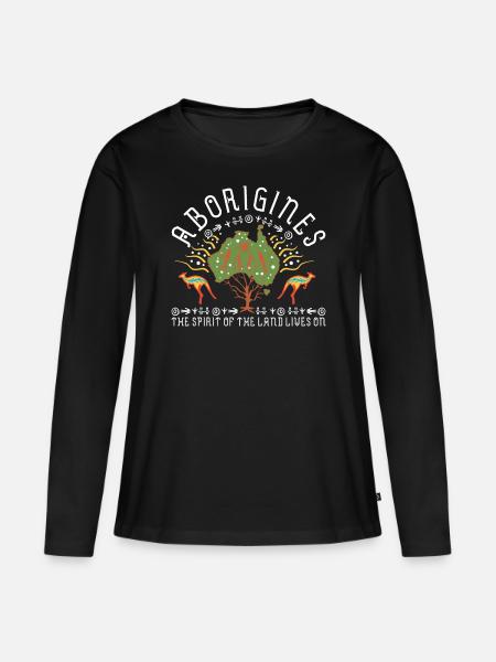 Aborigines Spirit of Land - Frauen Premium Bio Langarmshirt - Schwarz