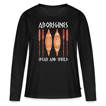 Aborigines Spear Shield - Frauen Premium Bio Langarmshirt - Schwarz - Vorne - Julia (174cm)