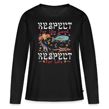 Respect de la terre, respect de la vie - T-shirt manches longues Premium bio Femme - noir - Devant - Julia (174cm)
