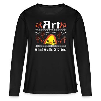 Un art qui raconte des histoires - T-shirt manches longues Premium bio Femme - noir - Devant - Julia (174cm)