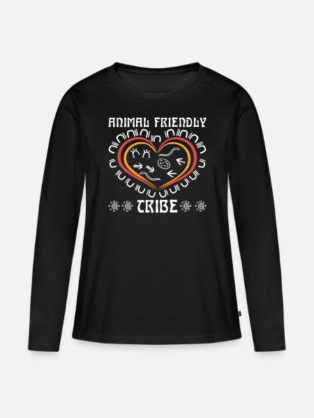 Animal Friendly Tribe - Frauen Premium Bio Langarmshirt - Schwarz