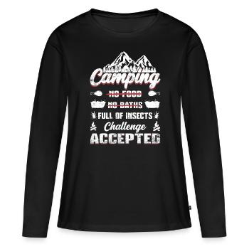 Défi de camping accepté - T-shirt manches longues Premium bio Femme - noir - Devant - Julia (174cm)