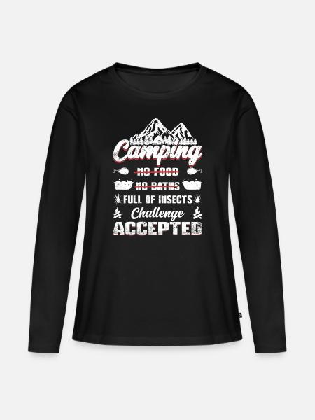 camping Challenge accepted - Frauen Premium Bio Langarmshirt - Schwarz