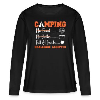 Défi de camping accepté - T-shirt manches longues Premium bio Femme - noir - Devant - Julia (174cm)