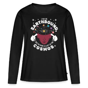 Je suis lié à la terre, mais mon est perdu dans le cosmos. - T-shirt manches longues Premium bio Femme - noir - Devant - Julia (174cm)