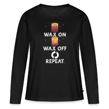 Épilez à la cire, épilez, répétez. - T-shirt manches longues Premium bio Femme - noir - Devant - Julia (174cm)