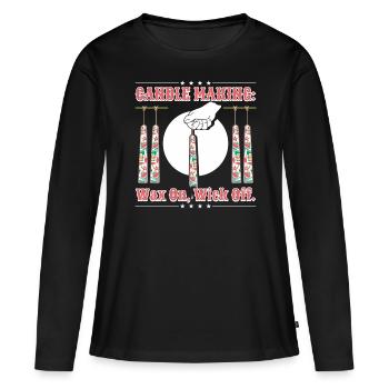 Fabrication de bougies : cire, mèche enlevée. - T-shirt manches longues Premium bio Femme - noir - Devant - Julia (174cm)