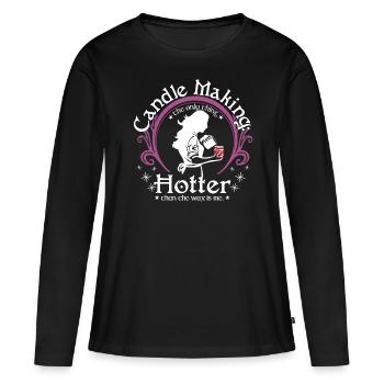 Fabrication de bougies : cire chaude - T-shirt manches longues Premium bio Femme - noir - Devant - Julia (174cm)