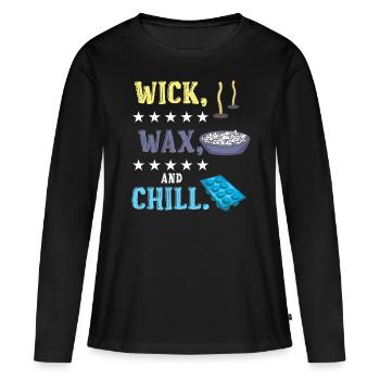 Mèche, épile et refroidit. - T-shirt manches longues Premium bio Femme - noir - Devant - Julia (174cm)