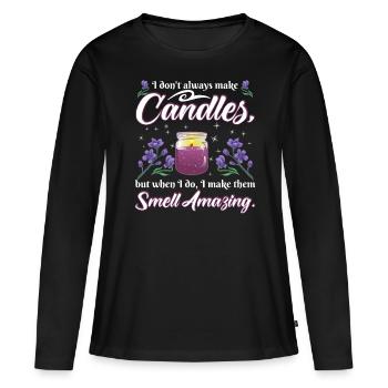 candles smell amazing. - Women's Premium Organic Long Sleeve Shirt - black - Front - Julia (174cm)