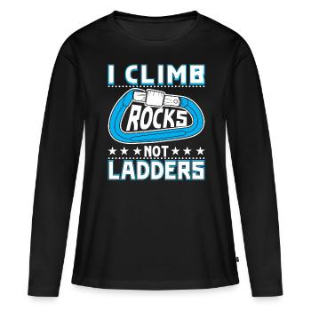Je grimpe sur des rochers, pas sur des échelles - T-shirt manches longues Premium bio Femme - noir - Devant - Julia (174cm)