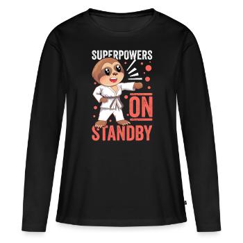 Des superpouvoirs en veille - T-shirt manches longues Premium bio Femme - noir - Devant - Julia (174cm)