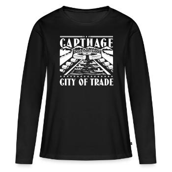 Carthage Cité de Commerce - T-shirt manches longues Premium bio Femme - noir - Devant - Julia (174cm)