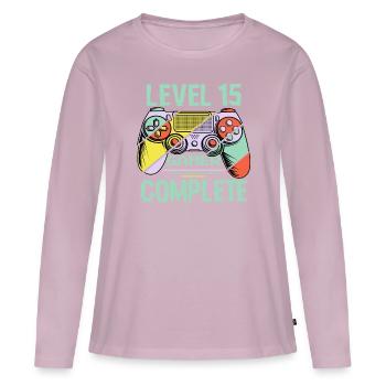 Level 15 Abschließen 15 Jahre Gamer Level 15 Abgeschlossen - Frauen Premium Bio Langarmshirt - Altrosa - Vorne - Julia (174cm)