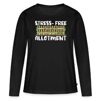 Attribution sans stress - T-shirt manches longues Premium bio Femme - noir - Devant - Julia (174cm)