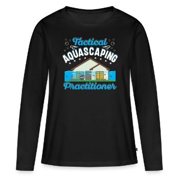Praticien d’aquascaping tactique - T-shirt manches longues Premium bio Femme - noir - Devant - Julia (174cm)