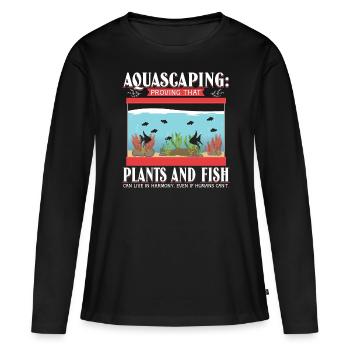 Prouver que les plantes et les poissons peuvent vivre en harmonie - T-shirt manches longues Premium bio Femme - noir - Devant - Julia (174cm)