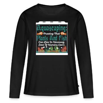 Les poissons peuvent vivre en harmonie, même si les humains ne le peuvent pas. - T-shirt manches longues Premium bio Femme - noir - Devant - Julia (174cm)