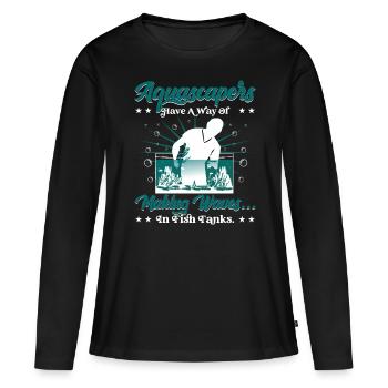 ont le don de faire des vagues... dans les aquariums. - T-shirt manches longues Premium bio Femme - noir - Devant - Julia (174cm)