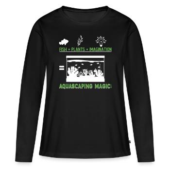 Poissons + Plantes + Imagination = Magie de l’Aquascaping ! - T-shirt manches longues Premium bio Femme - noir - Devant - Julia (174cm)