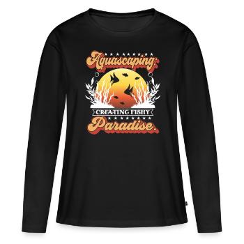 Aquascaping : Créer un paradis pour les poissons. - T-shirt manches longues Premium bio Femme - noir - Devant - Julia (174cm)