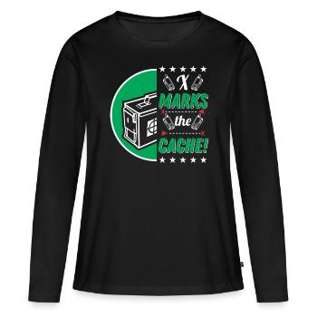 X marque le cache ! - T-shirt manches longues Premium bio Femme - noir - Devant - Julia (174cm)