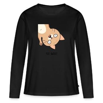Dictons typiques de la collection de comportement des chats - T-shirt manches longues Premium bio Femme - noir - Devant - Julia (174cm)