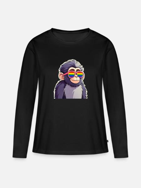 LGBTQ Affe - Frauen Premium Bio Langarmshirt - Schwarz